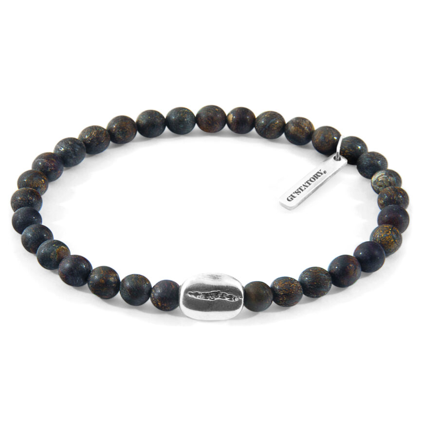 Brown Bronzite GUSTATORY Coffee Bean Silver and Stone Bracelet