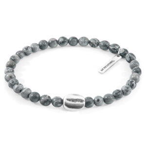 Grey Jasper GUSTATORY Coffee Bean Silver and Stone Bracelet