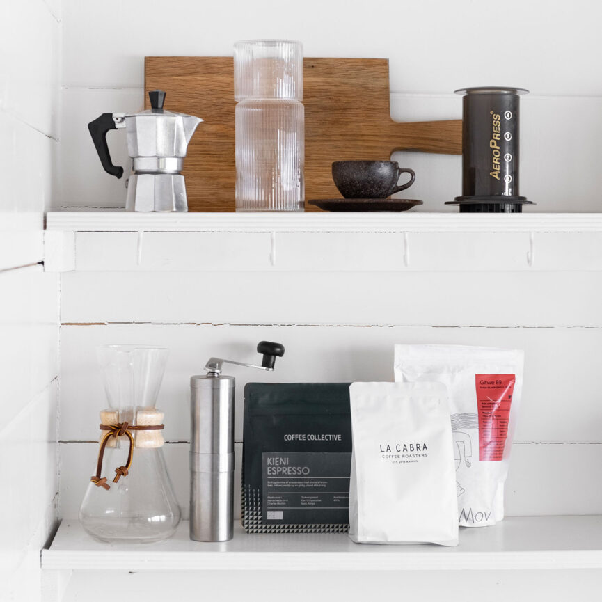 Midnight Black GUSTATORY Coffee Takeout Cup Silver and Braided Leather Bracelet