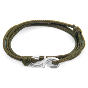 Khaki Green Mr Shaw Signature Silver and Rope Bracelet