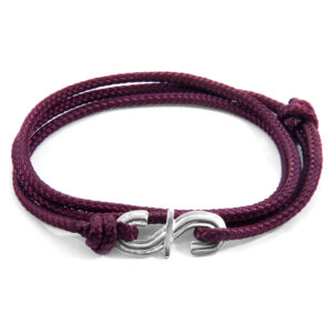 Aubergine Purple Mr Shaw Signature Silver and Rope Bracelet