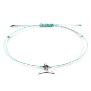 Turquoise Think Ocean Mini Whale Silver and Rope Macrame Bracelet