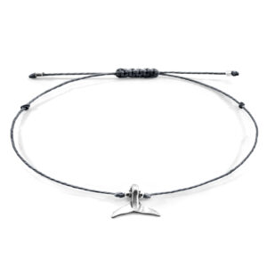 Iron Grey Think Ocean Mini Whale Silver and Rope Macrame Bracelet