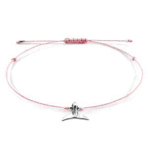 Pink Think Ocean Mini Whale Silver and Rope Macrame Bracelet