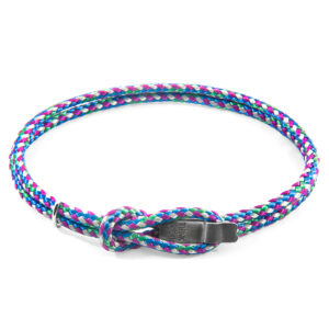 Multicoloured Think Ocean Signature Silver and Rope Bracelet