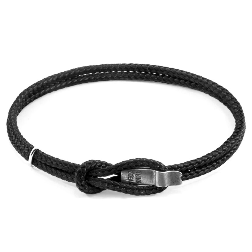 Black Think Ocean Signature Silver and Rope Bracelet