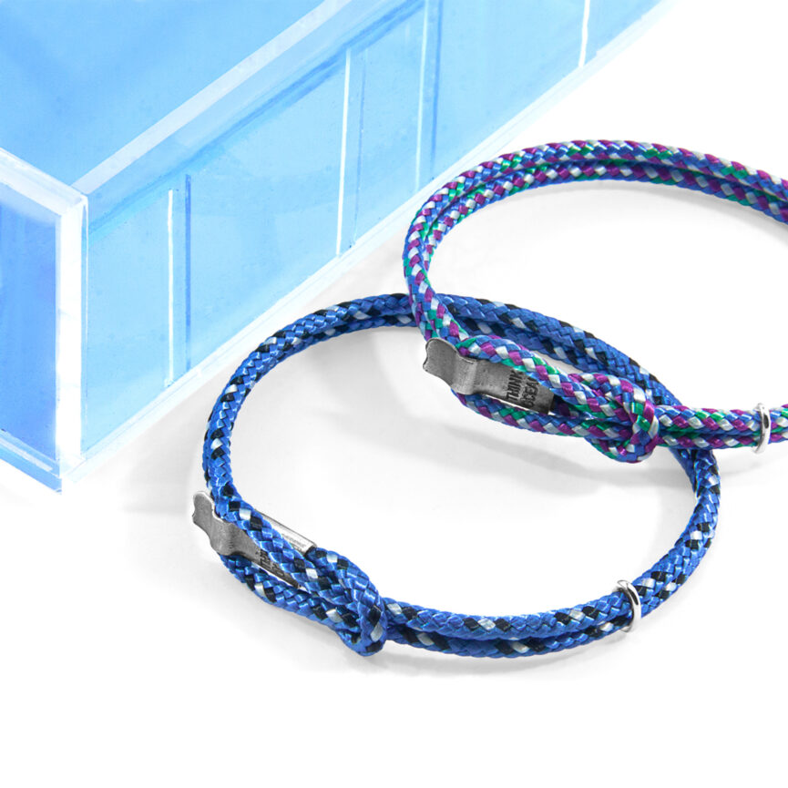 Blue Think Ocean Signature Silver and Rope Bracelet