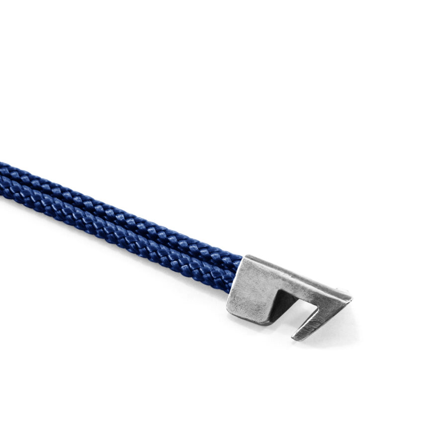 Navy Blue Brixham Silver and Rope Bracelet