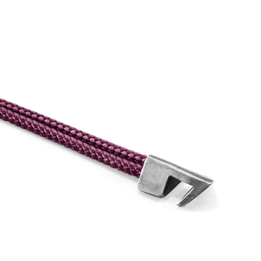 Aubergine Purple Brixham Silver and Rope Bracelet