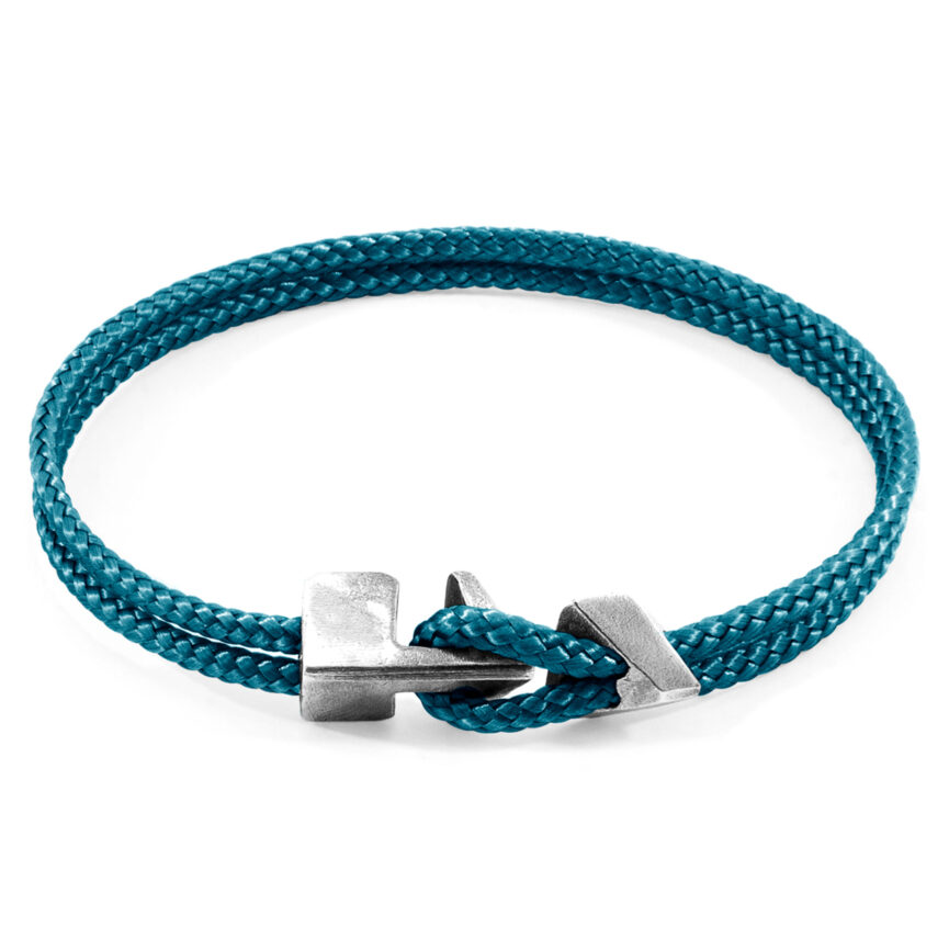 Ocean Blue Brixham Silver and Rope Bracelet