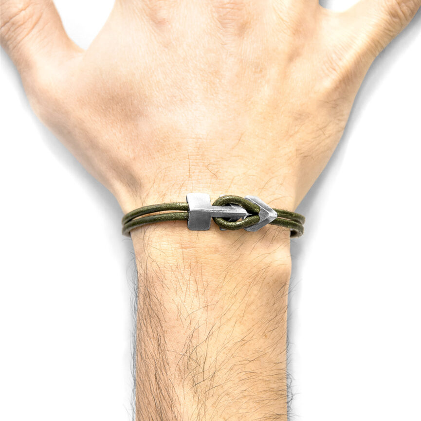 Racing Green Brixham Silver and Round Leather Bracelet