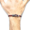 Bordeaux Red Brixham Silver and Round Leather Bracelet