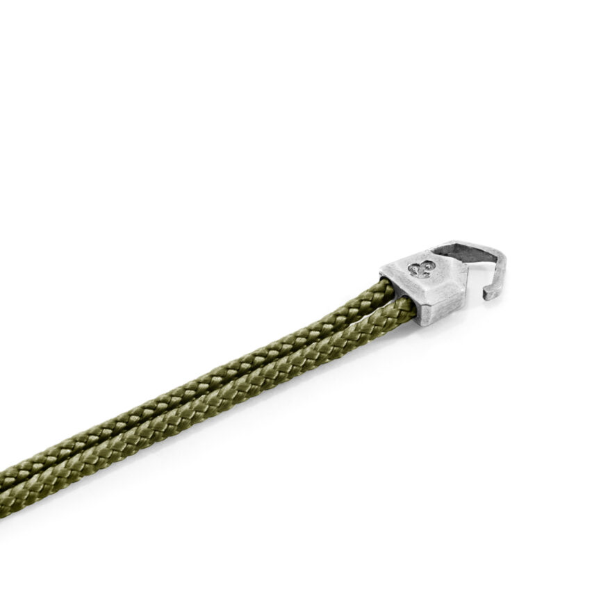Khaki Green Cromer Silver and Rope Bracelet