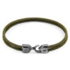 Khaki Green Cromer Silver and Rope Bracelet
