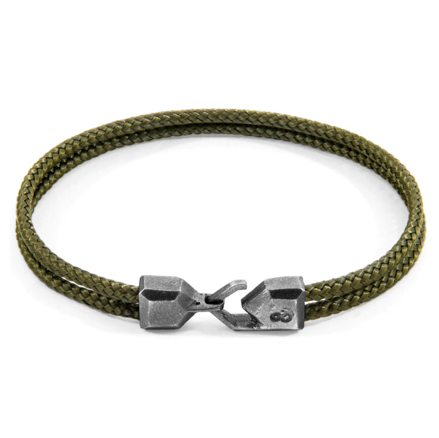 Khaki Green Cromer Silver and Rope Bracelet