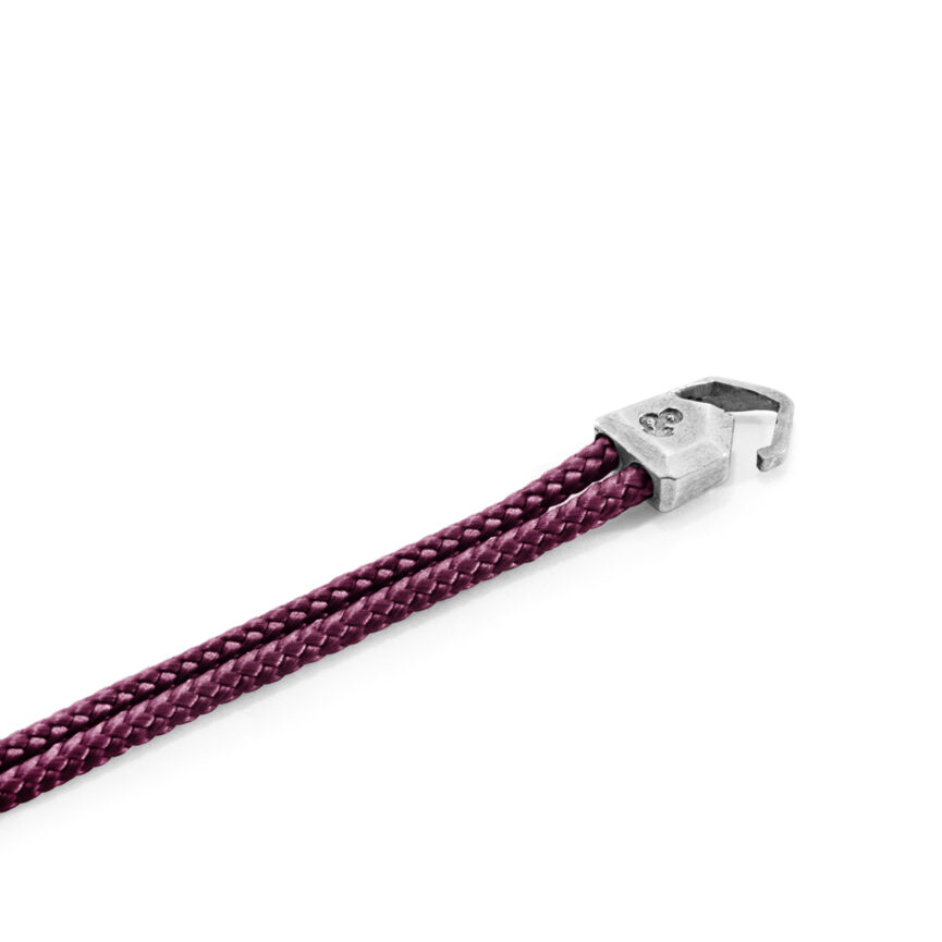 Aubergine Purple Cromer Silver and Rope Bracelet