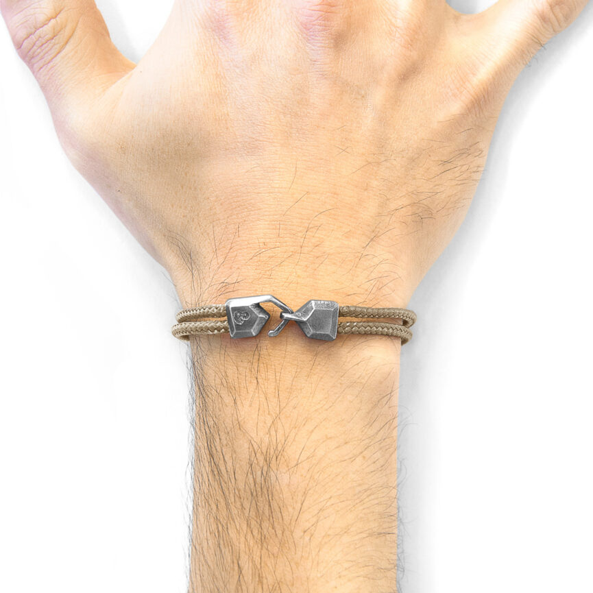 Sand Brown Cromer Silver and Rope Bracelet