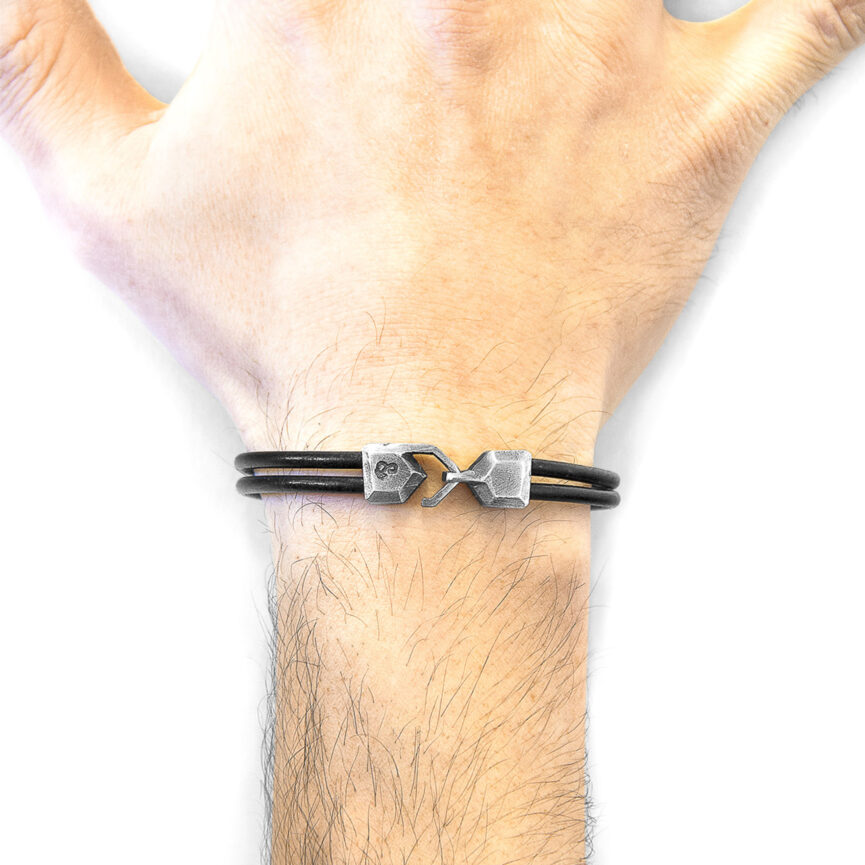 Raven Black Cromer Silver and Round Leather Bracelet