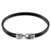 Raven Black Cromer Silver and Round Leather Bracelet
