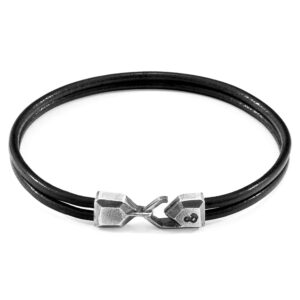 Raven Black Cromer Silver and Round Leather Bracelet