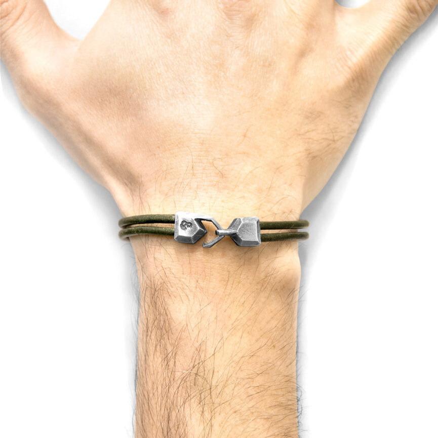 Racing Green Cromer Silver and Round Leather Bracelet