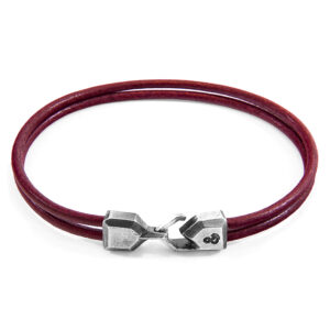 Bordeaux Red Cromer Silver and Round Leather Bracelet