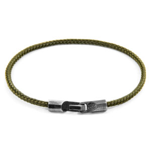 Khaki Green Talbot Silver and Rope Bracelet