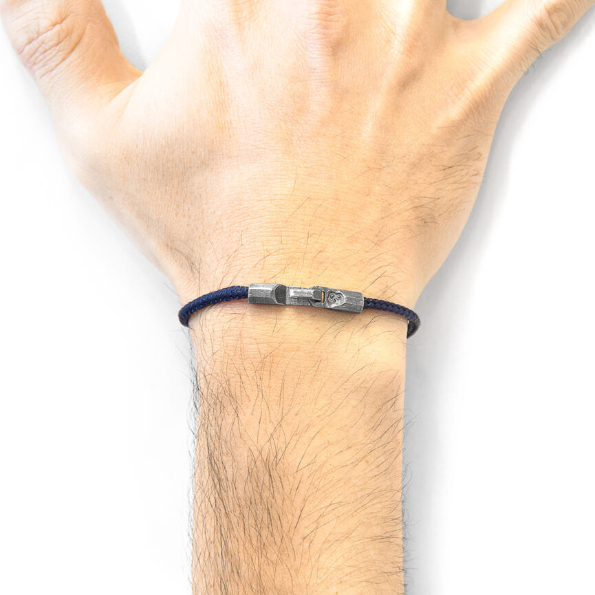 Navy Blue Talbot Silver and Rope Bracelet
