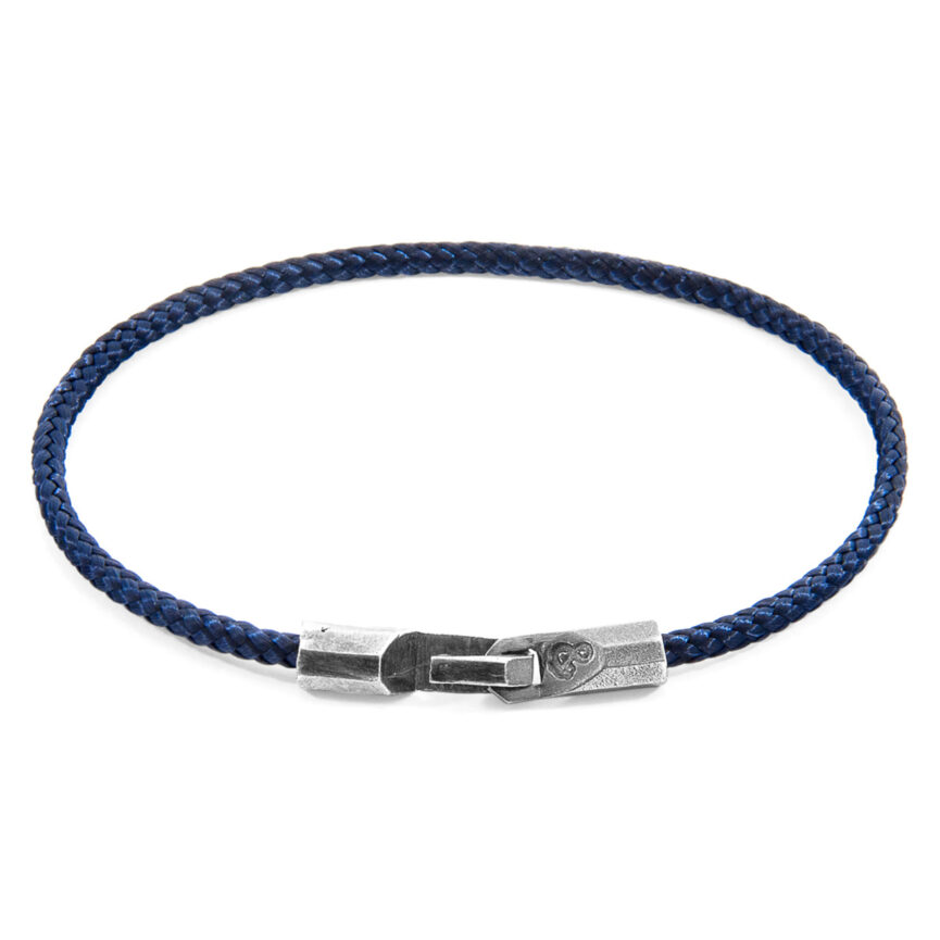 Navy Blue Talbot Silver and Rope Bracelet