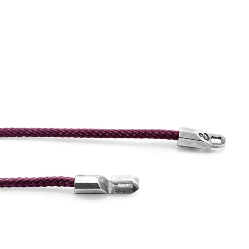 Aubergine Purple Talbot Silver and Rope Bracelet