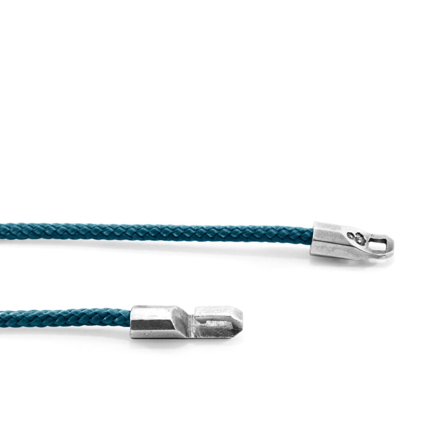 Ocean Blue Talbot Silver and Rope Bracelet