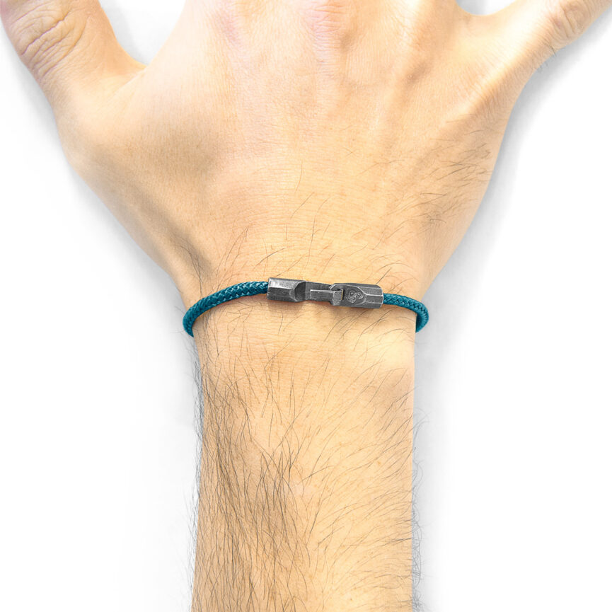 Ocean Blue Talbot Silver and Rope Bracelet
