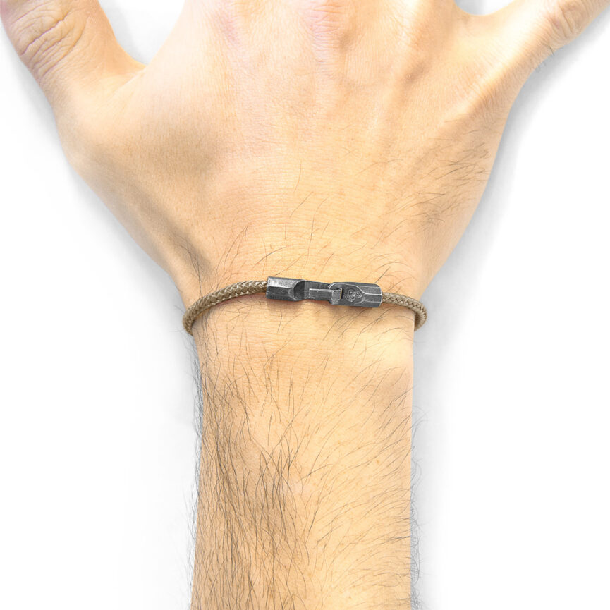 Sand Brown Talbot Silver and Rope Bracelet