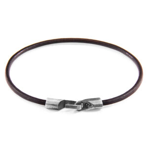 Mocha Brown Talbot Silver and Round Leather Bracelet