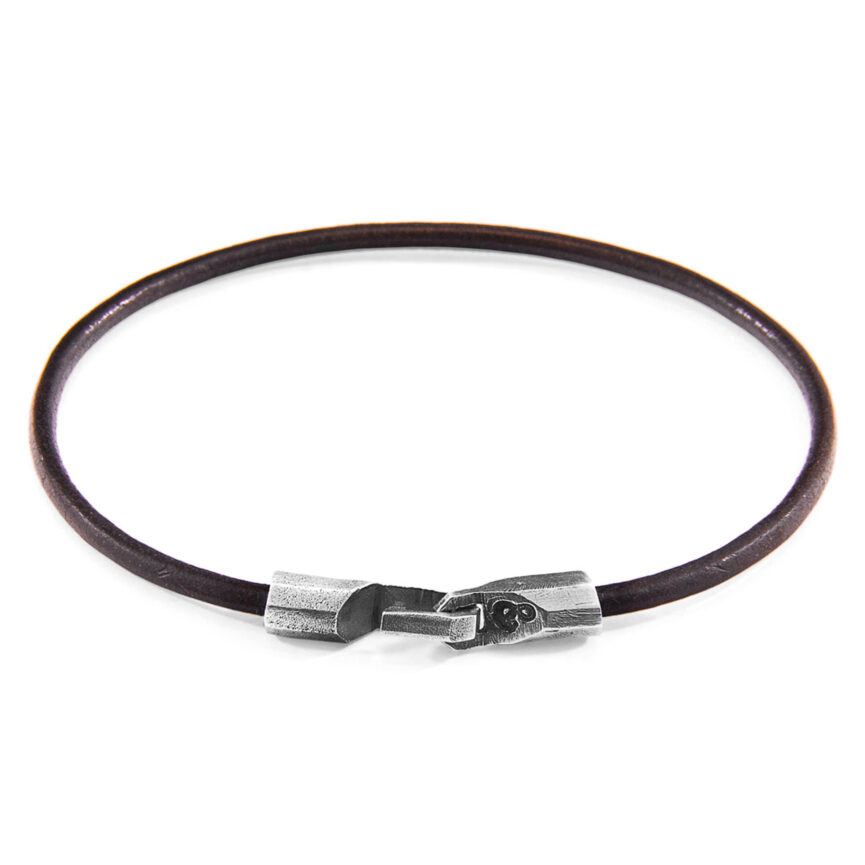 Mocha Brown Talbot Silver and Round Leather Bracelet