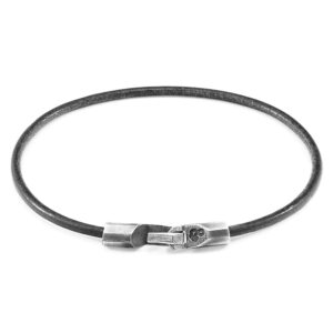 Shadow Grey Talbot Silver and Round Leather Bracelet