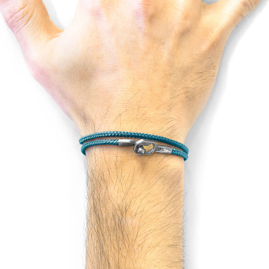 Ocean Blue Tenby Silver and Rope Bracelet