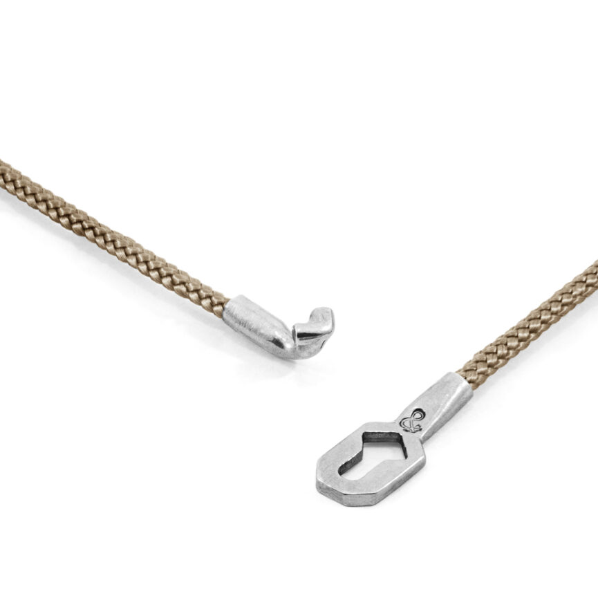 Sand Brown Tenby Silver and Rope Bracelet