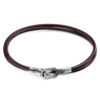 Mocha Brown Tenby Silver and Round Leather Bracelet