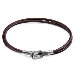 Mocha Brown Tenby Silver and Round Leather Bracelet