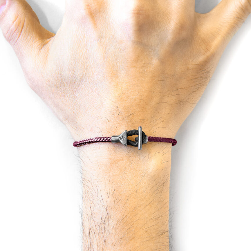 Aubergine Purple Cullen Silver and Rope Bracelet
