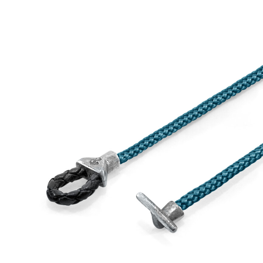 Ocean Blue Cullen Silver and Rope Bracelet