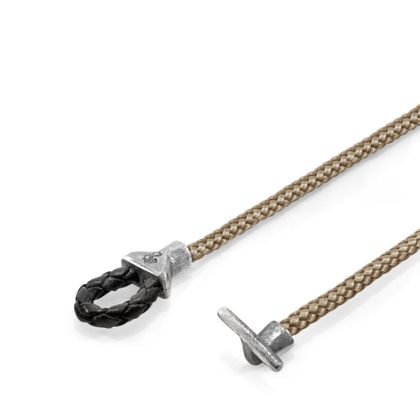 Sand Brown Cullen Silver and Rope Bracelet