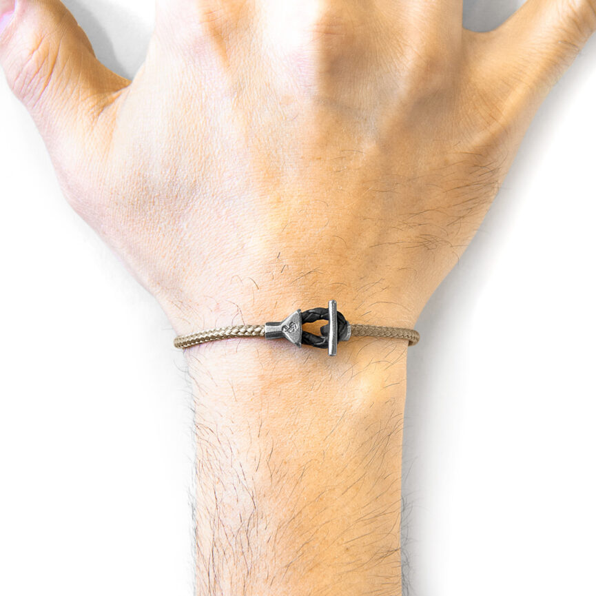 Sand Brown Cullen Silver and Rope Bracelet