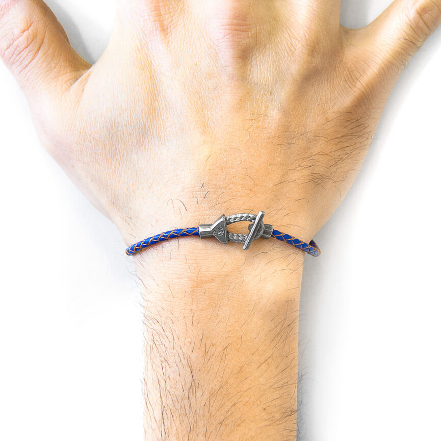 Royal Blue Cullen Silver and Braided Leather Bracelet