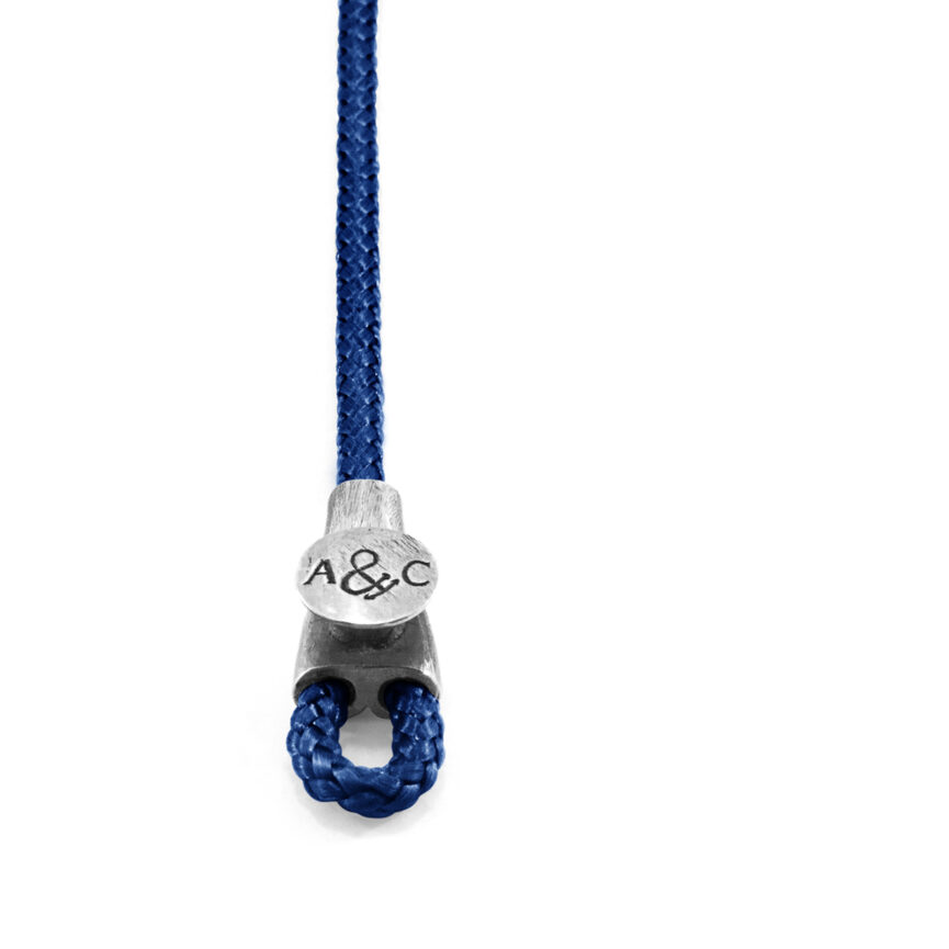 Navy Blue Dundee Silver and Rope Bracelet