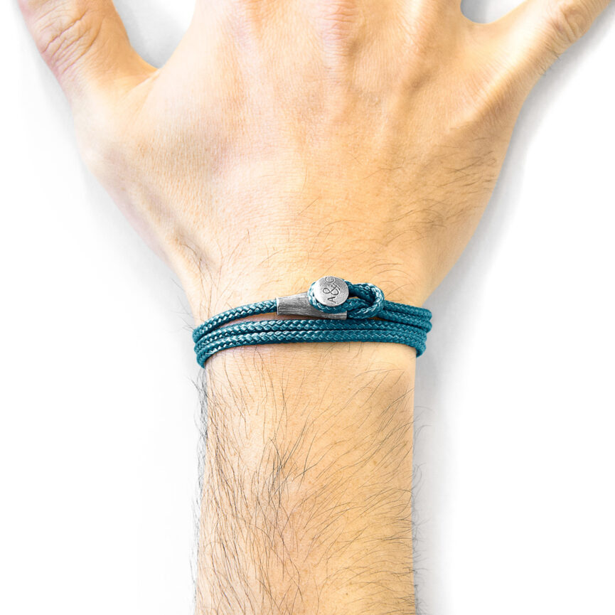 Ocean Blue Dundee Silver and Rope Bracelet