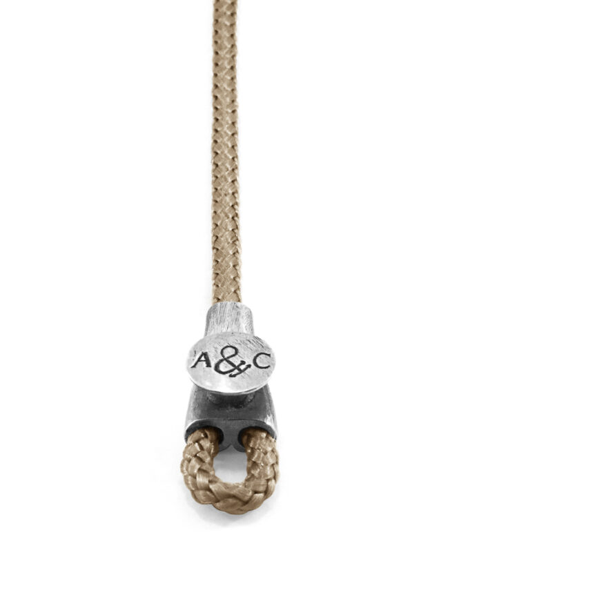 Sand Brown Dundee Silver and Rope Bracelet