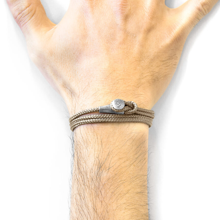 Sand Brown Dundee Silver and Rope Bracelet