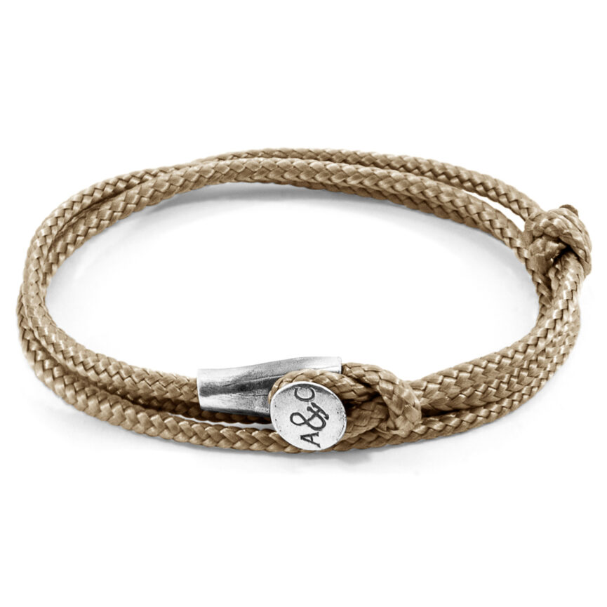 Sand Brown Dundee Silver and Rope Bracelet